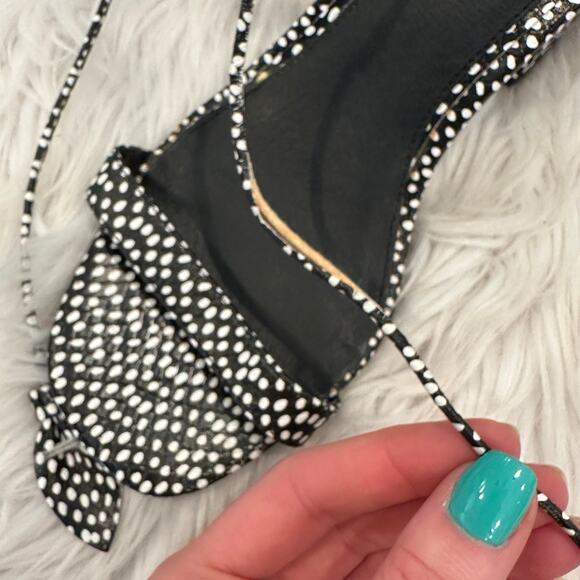 Anthropologie Cecelia New York Hibiscus Heels Leather Flower Polka Dot Floral - Picture 9 of 11